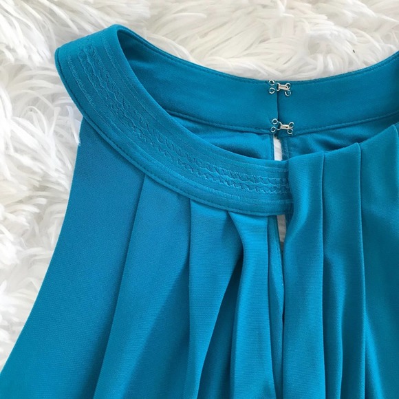 White House Black Market Teal Pleated Halter Top - Picture 6 of 8